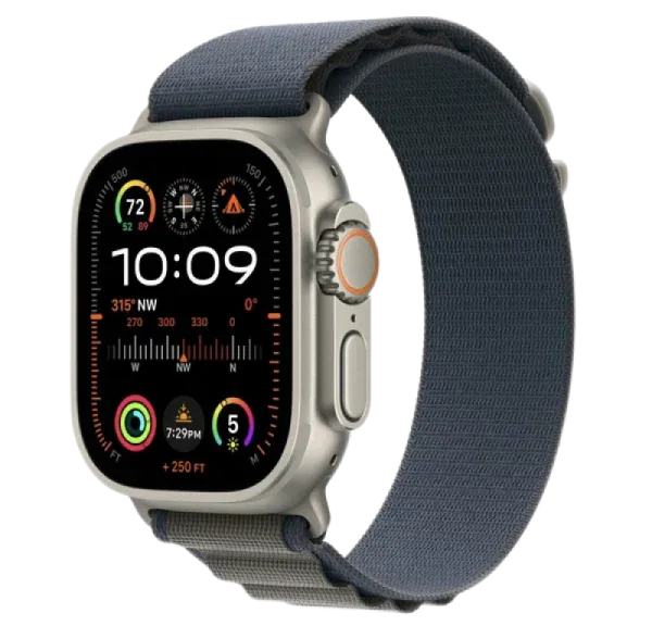 Apple Watch Series Ultra 2 49mm Natural Titanium Case with Blue Alpine Loop L